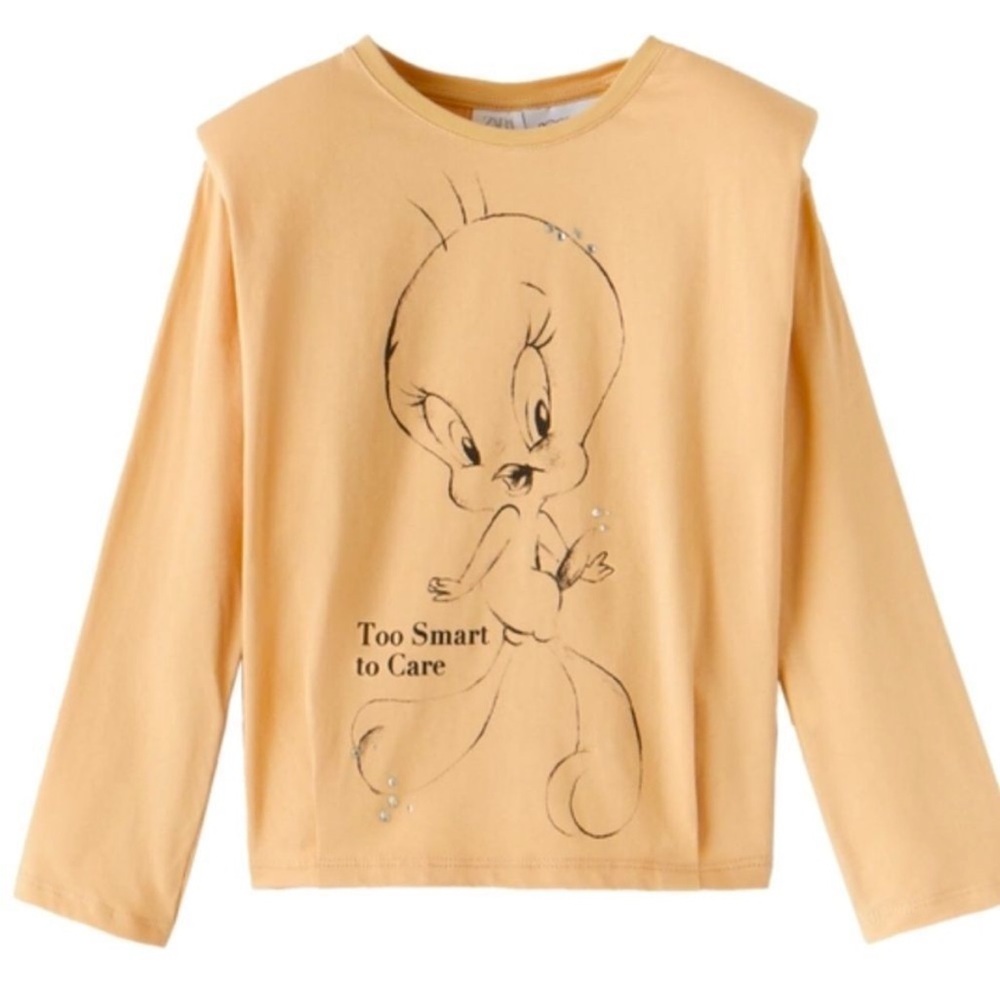 ZARA shoulder pad tweety top